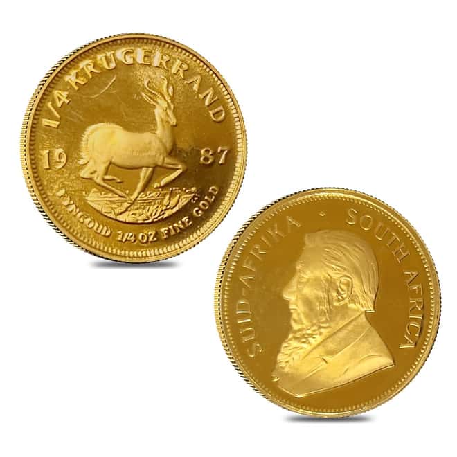 1987 1.85 oz South African Krugerrand Gold 4-Coin Proof Set (w/Box & COA)