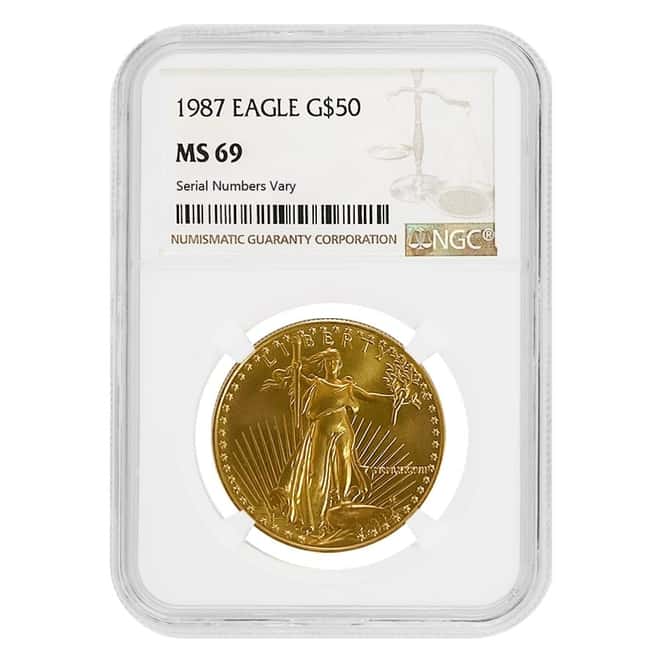 1987 1 oz $50 Gold American Eagle NGC MS 69