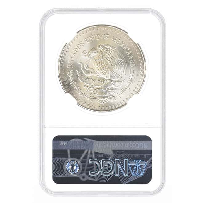 1987 1 oz Mexican Libertad Silver Coin Lettered Edge NGC MS 65