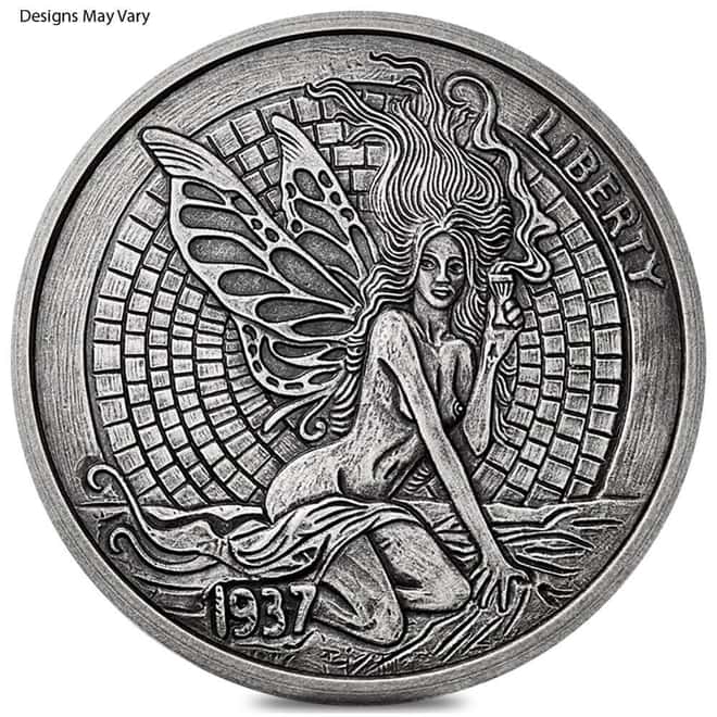 5 oz Hobo Nickel Antiqued Silver Round .999 Fine (Random Design)