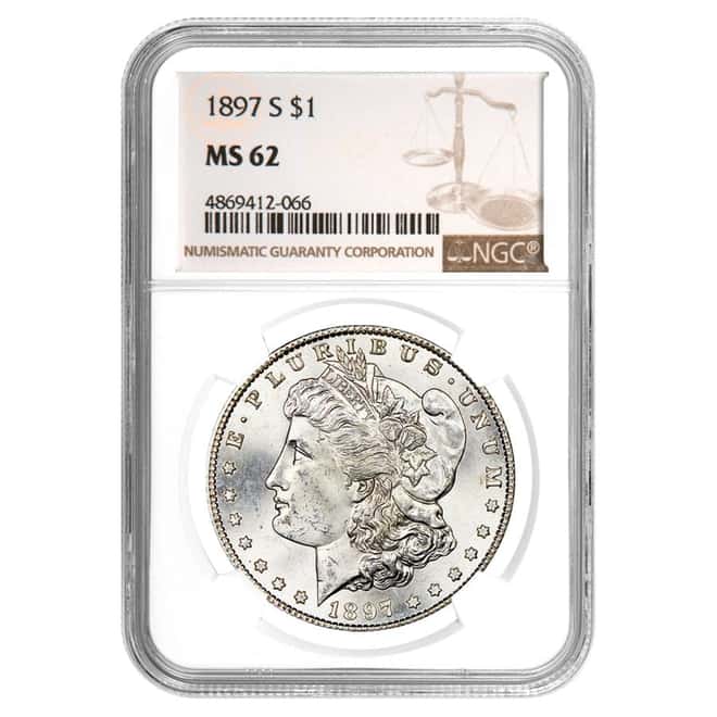 1897 S Silver Morgan Dollar NGC MS 62