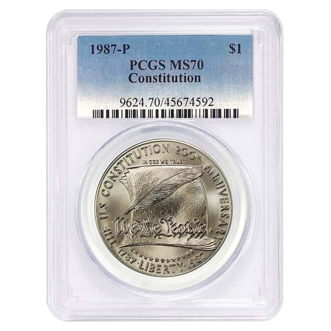 1987 P Constitution $1 Silver Dollar Commem PCGS MS 70