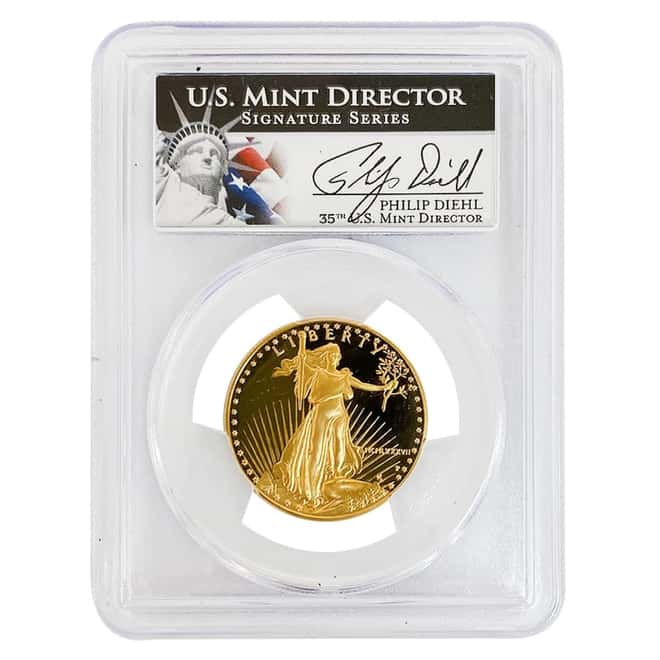 1987 P 1/2 oz $25 Proof Gold American Eagle PCGS PF 70 DCAM (Philip Diehl Sign)