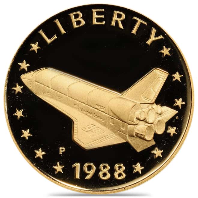 1988-P America in Space Shuttle Young Astronaut Gold Medal BU/Proof