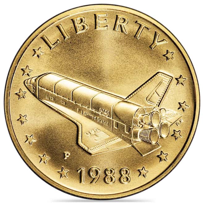 1988-P America in Space Shuttle Young Astronaut Gold Medal BU/Proof