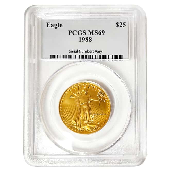 1988 1/2 oz $25 Gold American Eagle PCGS MS 69