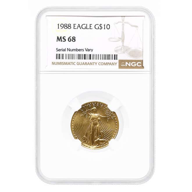 1988 1/4 oz $10 Gold American Eagle NGC MS 68
