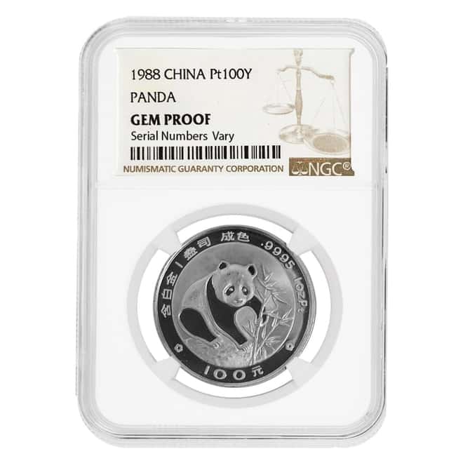 1988 1 oz Chinese Proof Platinum Panda 100 Yuan NGC Gem Proof