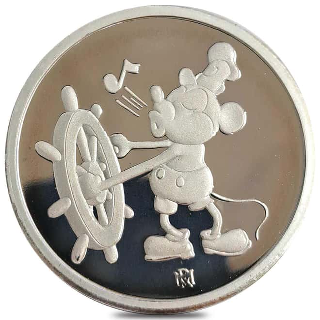 1988 1 oz Rarities Mint Disney Mickey Mouse 60th Anniversary Proof Silver Round