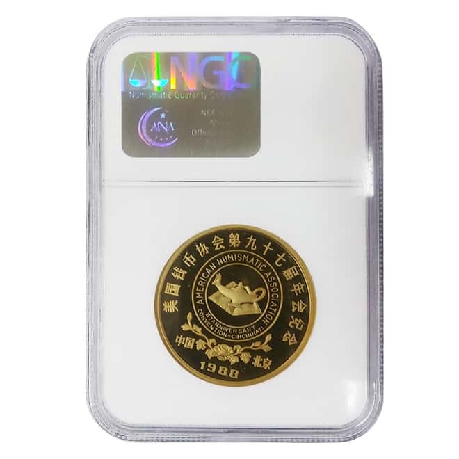 1988 1 oz Chinese Gold Panda ANA Convention Cincinnati Proof Medal NGC PF 68 UCAM
