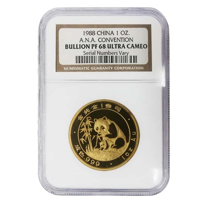 1988 1 oz Chinese Gold Panda ANA Convention Cincinnati Proof Medal NGC PF 68 UCAM