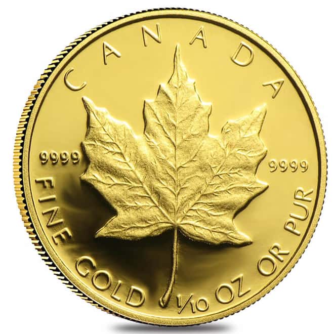 1989 1/10 oz Canadian Proof Gold Maple Leaf $5 Coin