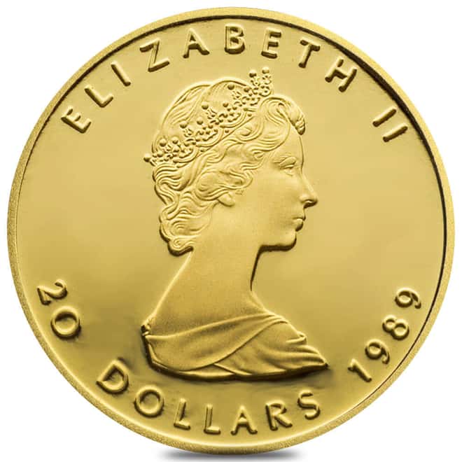 1989 1/2 oz Canadian Proof Gold Maple Leaf $20 Coin