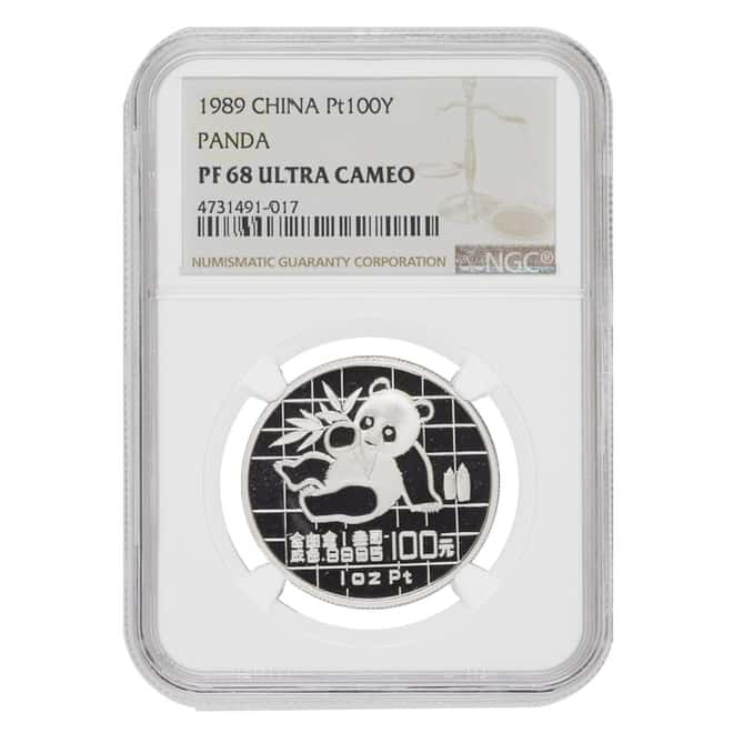 1989 1 oz Chinese Proof Platinum Panda 100 Yuan NGC PF 68 UCAM