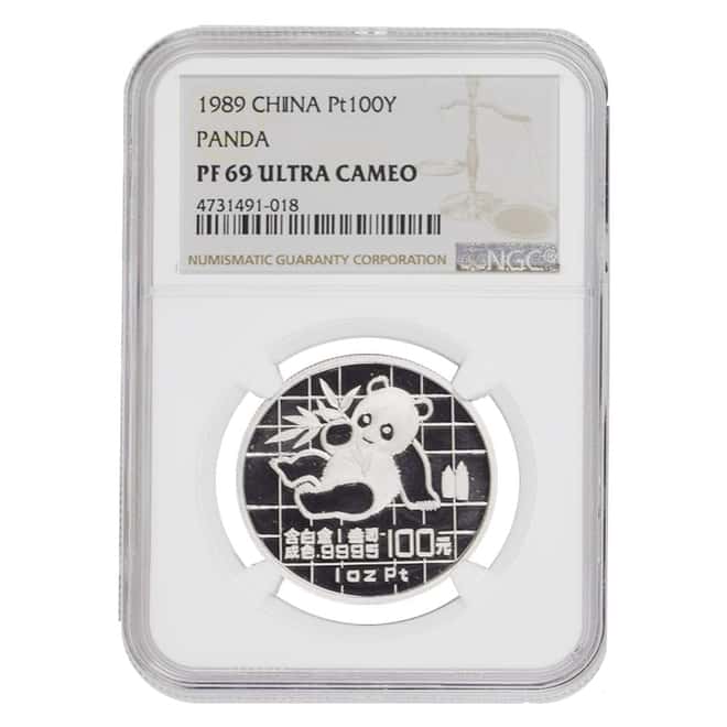 1989 1 oz Chinese Proof Platinum Panda 100 Yuan NGC PF 69 UCAM