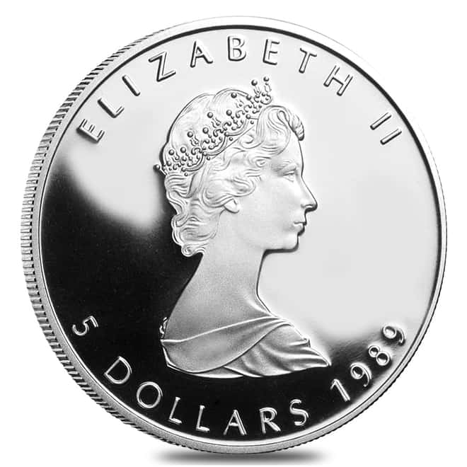 1989 1 oz Proof Canadian Silver Maple Leaf .9999 Fine $5 Coin