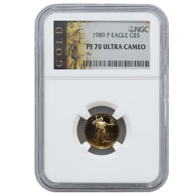 1989 P 1/10 oz $5 Gold American Eagle NGC PF 70 Ultra Cameo (MCMLXXXIX)