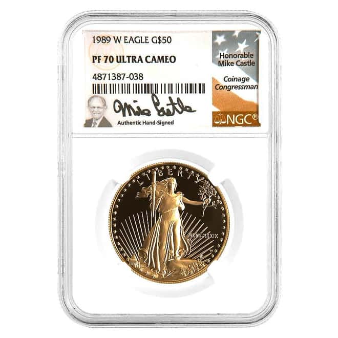 1989-W 1 oz $50 Proof Gold American Eagle NGC PF 70 UCAM (Castle)