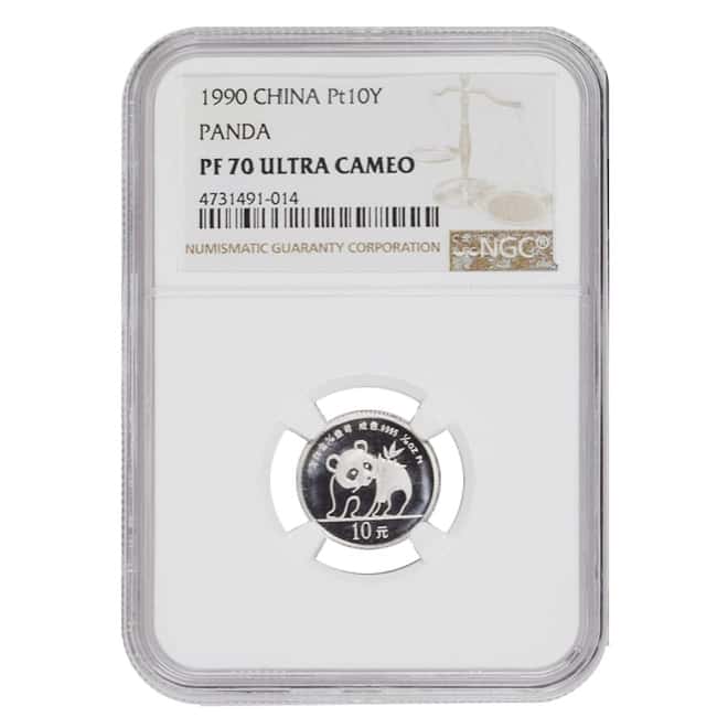 1990 1/10 oz Chinese Proof Platinum Panda 10 Yuan NGC PF 70 UCAM