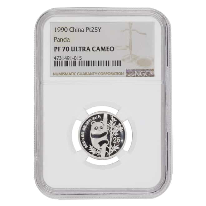 1990 1/4 oz Chinese Proof Platinum Panda 25 Yuan NGC PF 70 UCAM