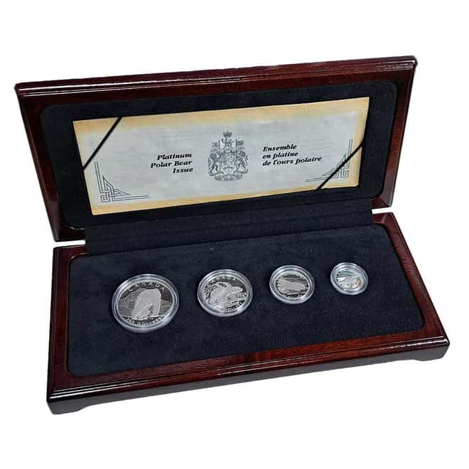 1990 Canada 1.85 oz Polar Bear Proof Platinum 4-Coin Set (w/Box & COA)