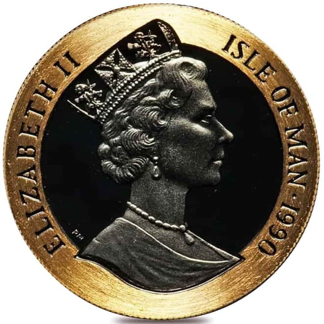 1990 Isle of Man 1/5 oz Penny Black Proof Gold 1/5 Crown Coin