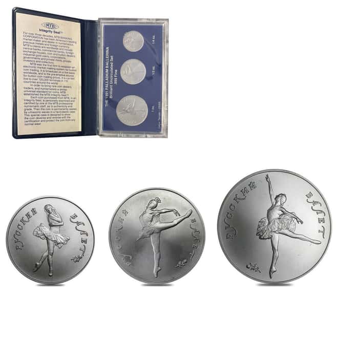 1991 Russia Palladium Ballerina 3-Coin Set BU in MTB Case