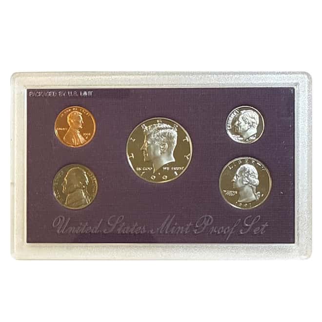 1991-S US Mint Proof 5-Coin Set (w/Box & COA)