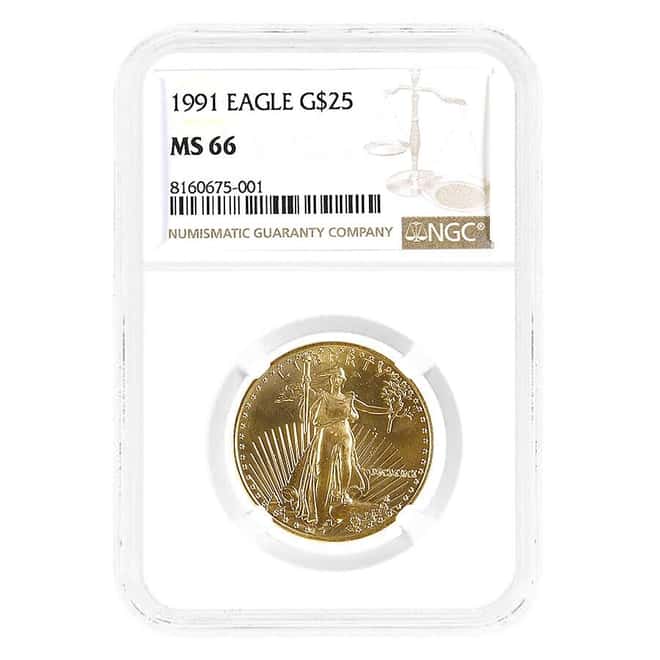 1991 1/2 oz $25 Gold American Eagle NGC MS 66