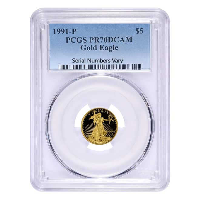 1991-P 1/10 oz $5 Proof Gold American Eagle PCGS PF 70 DCAM
