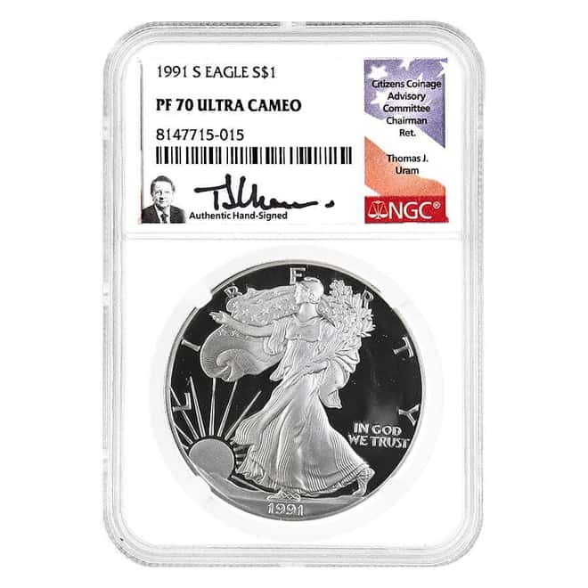 1991-S 1 oz Proof Silver American Eagle NGC PF 70 UCAM (Uram)