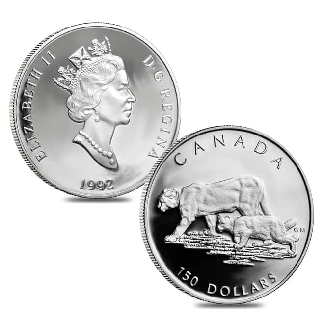 1992 Canada 1.85 oz Proof Platinum Cougar .9995 Fine 4-Coin Set (w/Box)