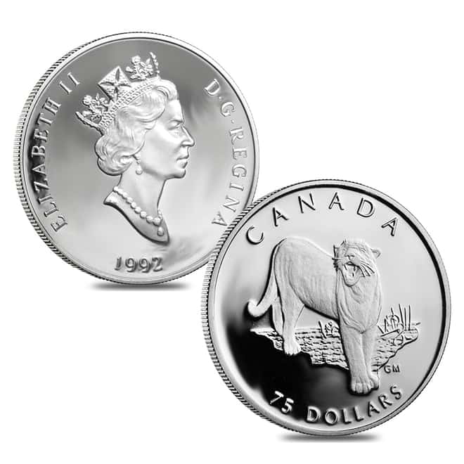 1992 Canada 1.85 oz Proof Platinum Cougar .9995 Fine 4-Coin Set (w/Box)
