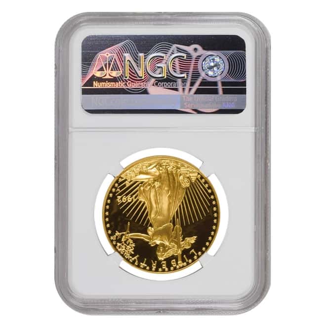 1992 W 1 oz $50 Proof Gold American Eagle NGC PF 69 UCAM Mint Error (Rev Struck Thru)