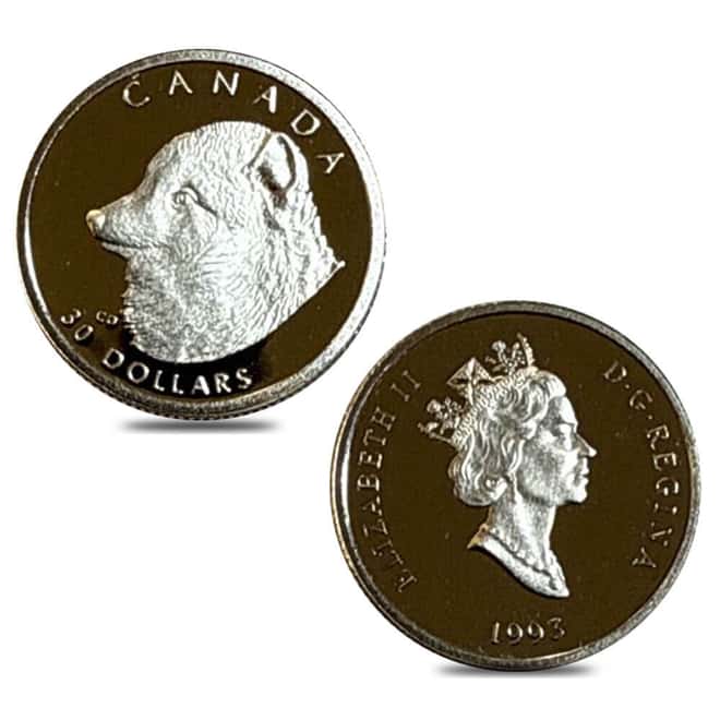 1993 Canada 1.85 oz Arctic Fox Proof Platinum 4-Coin Set