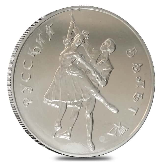 1993 1 oz Silver Russian Ballet 3 Roubles Coin Scruffy