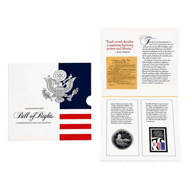 1993 Bill of Rights Commemorative Silver Coin & Stamp Set