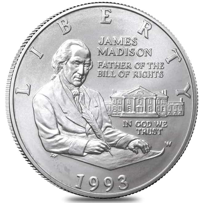 1993 James Madison Silver Half Dollar 50C Comm. Coin BU