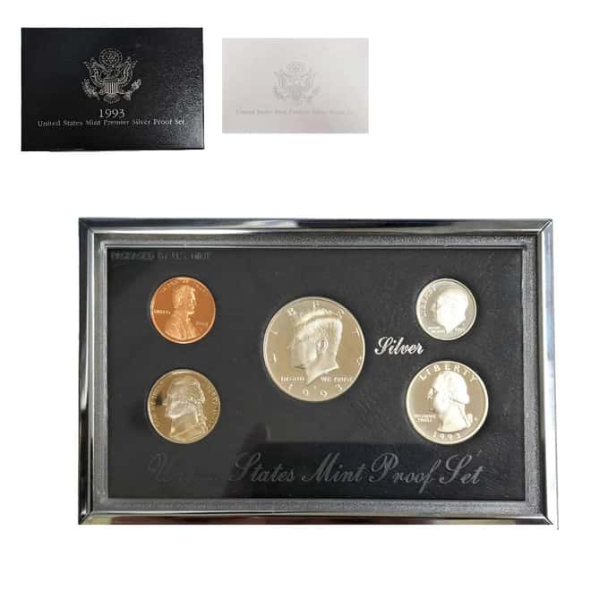 1993-S US Mint Premier Proof Silver Set (w/Box & COA)