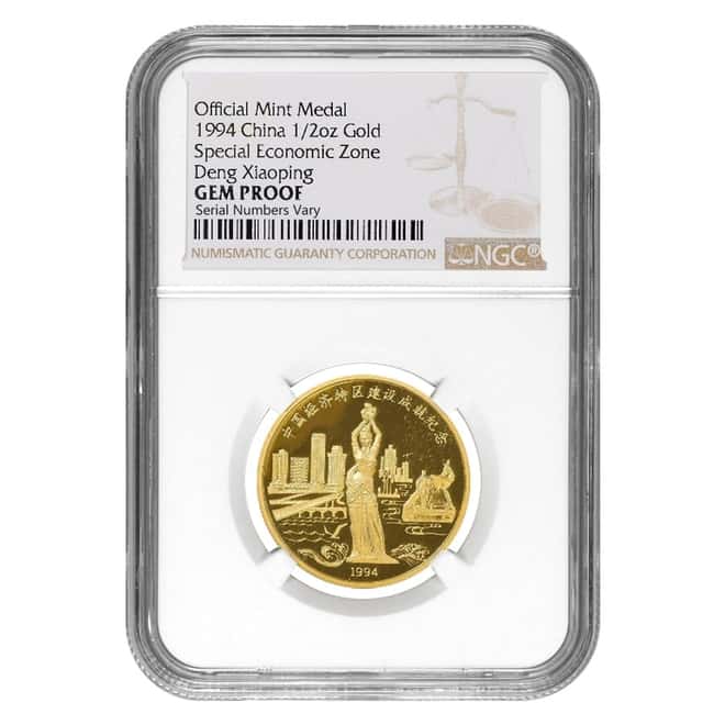 1994 1/2 oz Gold Chinese Special Economic Zone Deng Xiaoping Proof Medal NGC Gem Proof