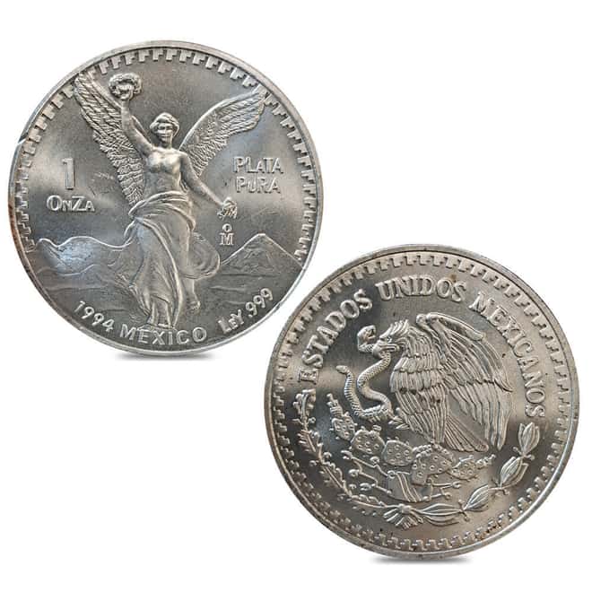 1994 1 oz Mexican Silver Libertad Coin .999 Fine BU