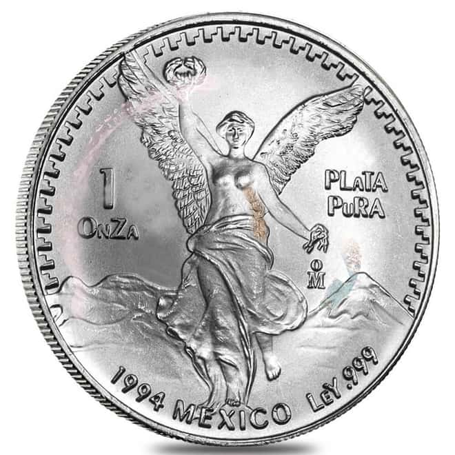 1994 1 oz Mexican Silver Libertad Coin .999 Fine Scruffy