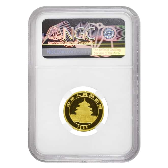 1995 1/4 oz Chinese Gold Panda 25 Yuan Small Date NGC MS 67