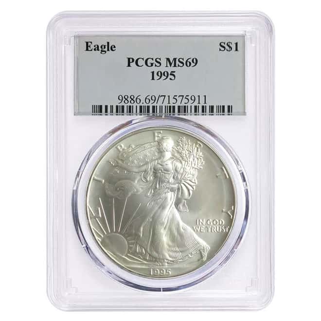 1995 1 oz Silver American Eagle $1 Coin PCGS MS 69