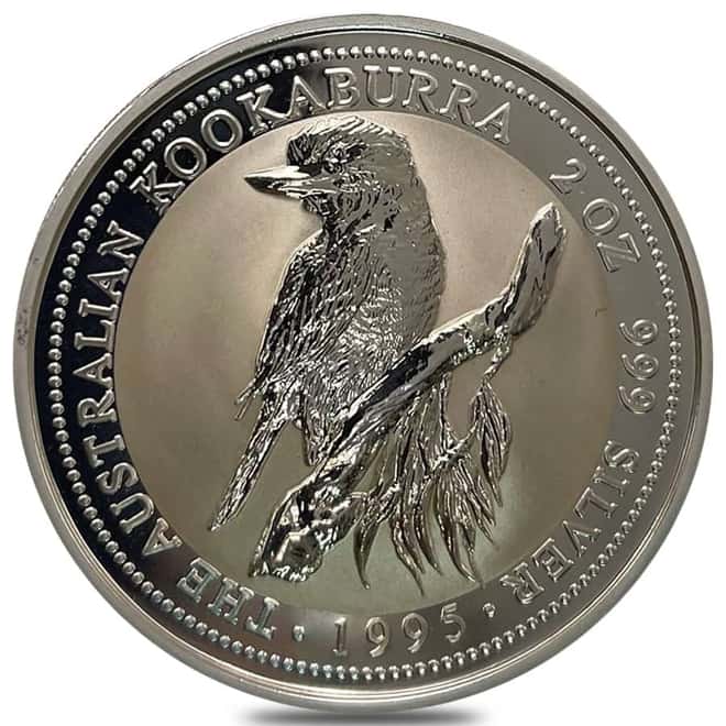 1995 2 oz Silver Australian Kookaburra Perth Mint .999 Fine BU