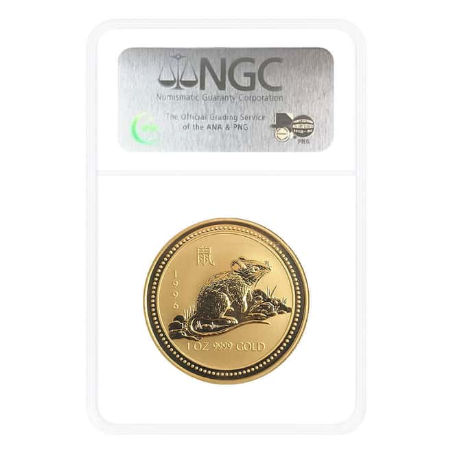 1996 1 oz Gold Lunar Rat Australian Perth Mint Series I NGC MS 69