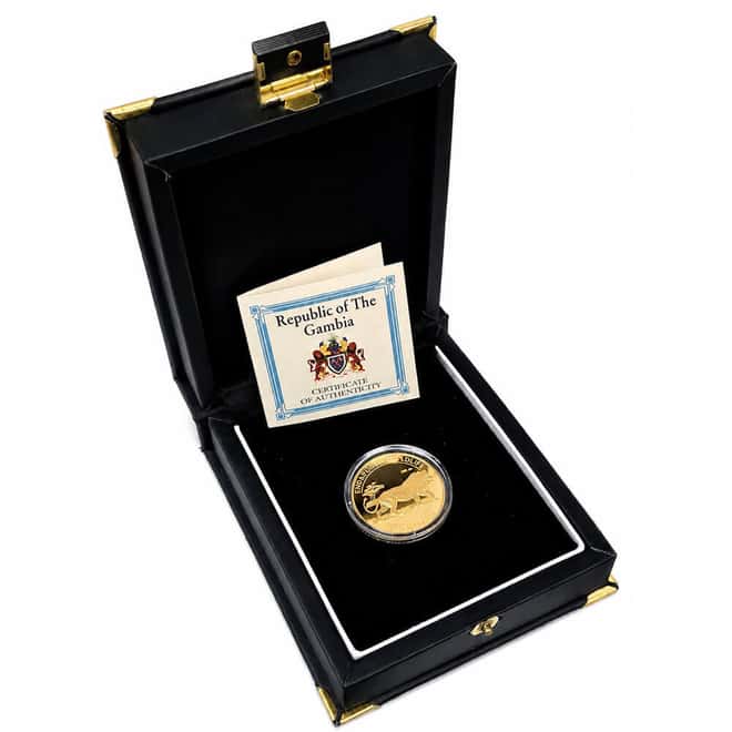 1996 Gambia 1 oz Endangered Wildlife Lion Proof Gold Coin
