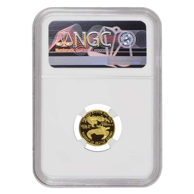 1996 W 1/10 oz $5 Proof Gold American Eagle NGC PF 69 UCAM Mint Error (Obv Struck Thru)