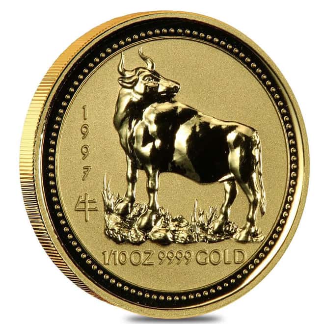 1997 1/10 oz Gold Lunar Ox BU Australian Perth Mint Series I