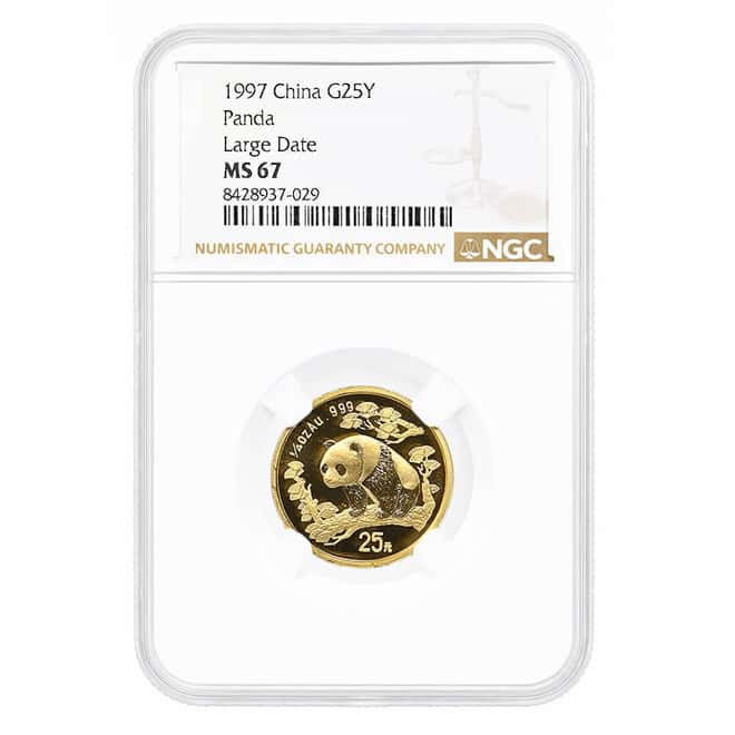 1997 1/4 oz Chinese Gold Panda 25 Yuan Large Date NGC MS 67